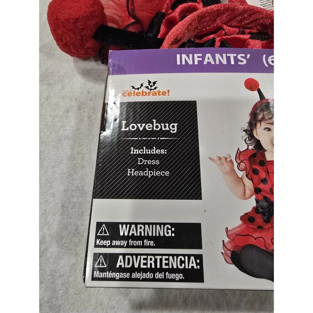 NEW Baby Girl Halloween Costume Lovebug Size 6-12 Months-  Lady Bug - Dress Up